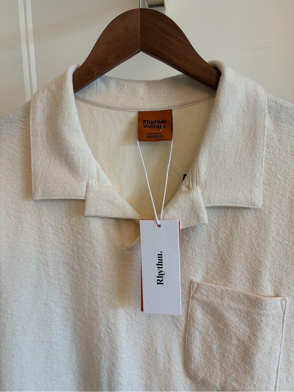 Rhythm. Vintage Men’s Cream Short-Sleeve Terry PoloShirt